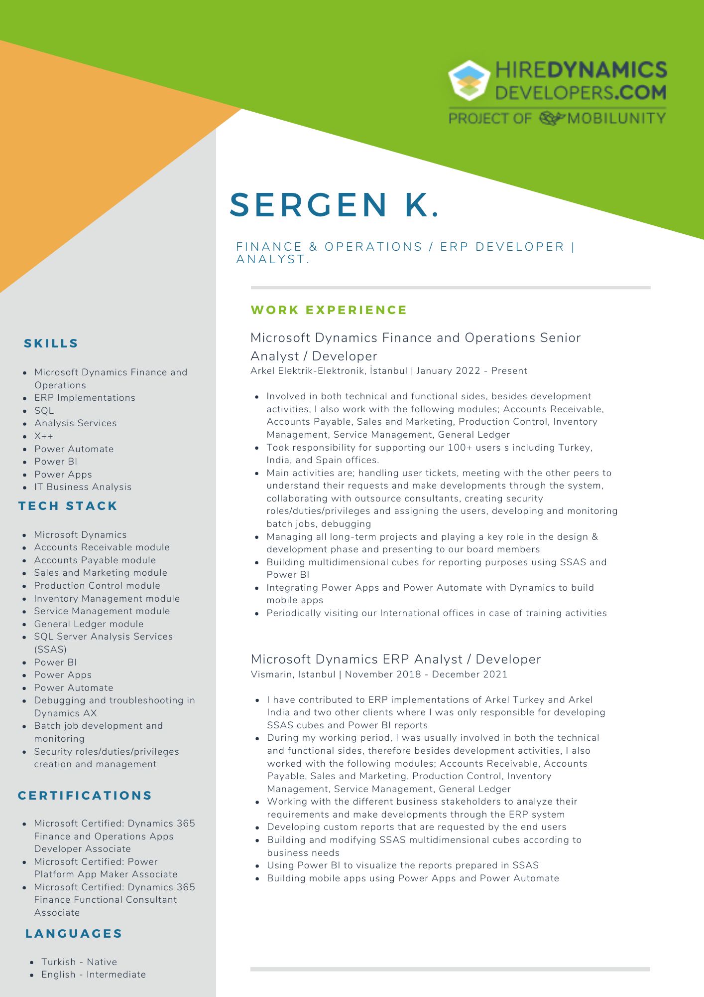 Finance and Operations Developer & ERP Analyst