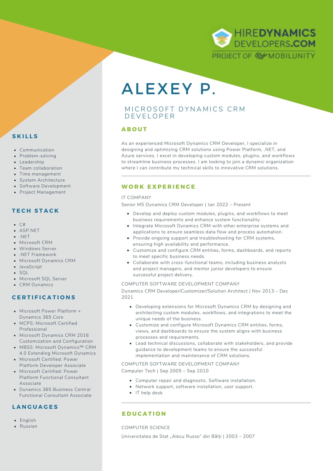 Dynamics CRM Developer