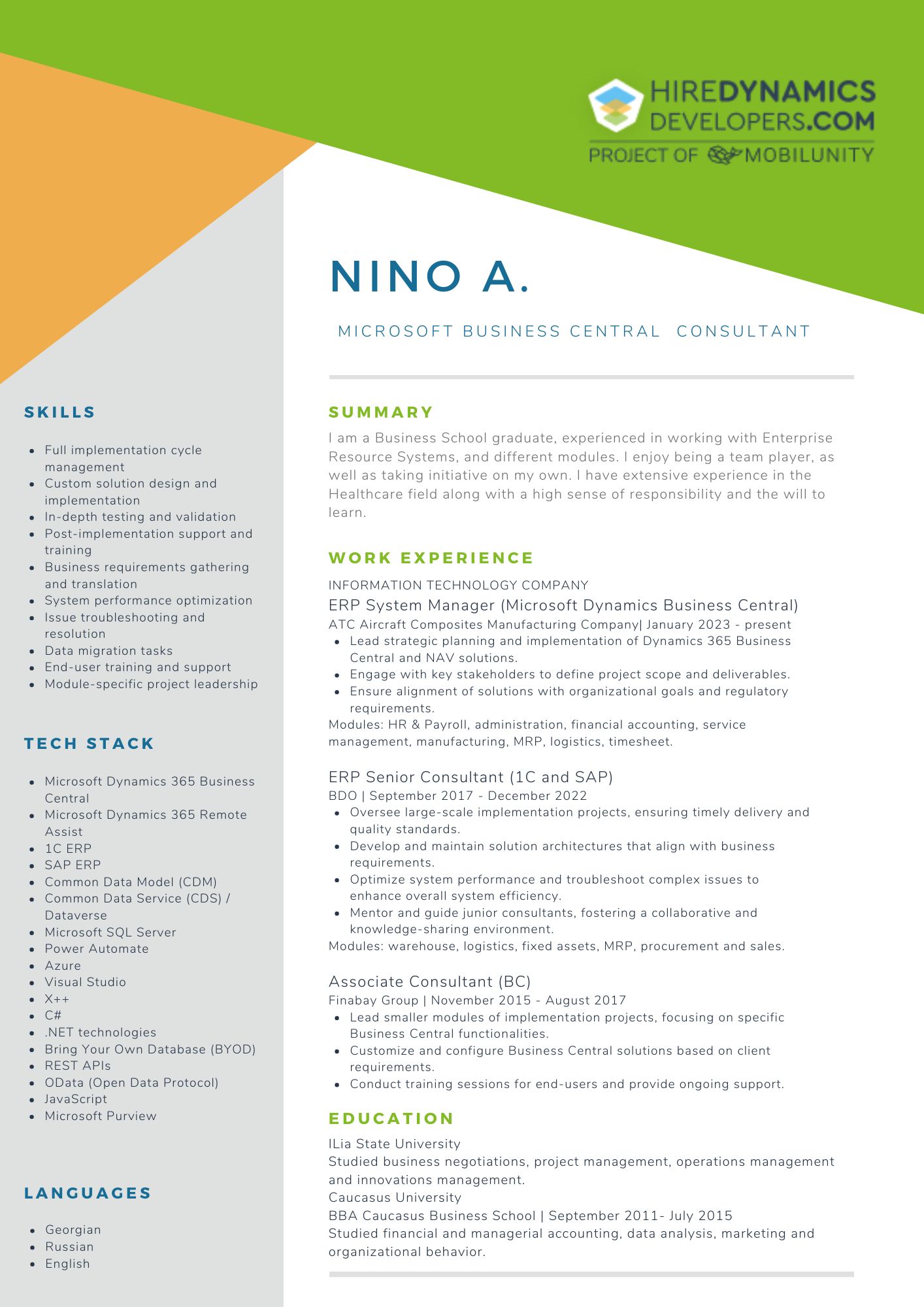 Nino A. – Microsoft Business Central Consultant