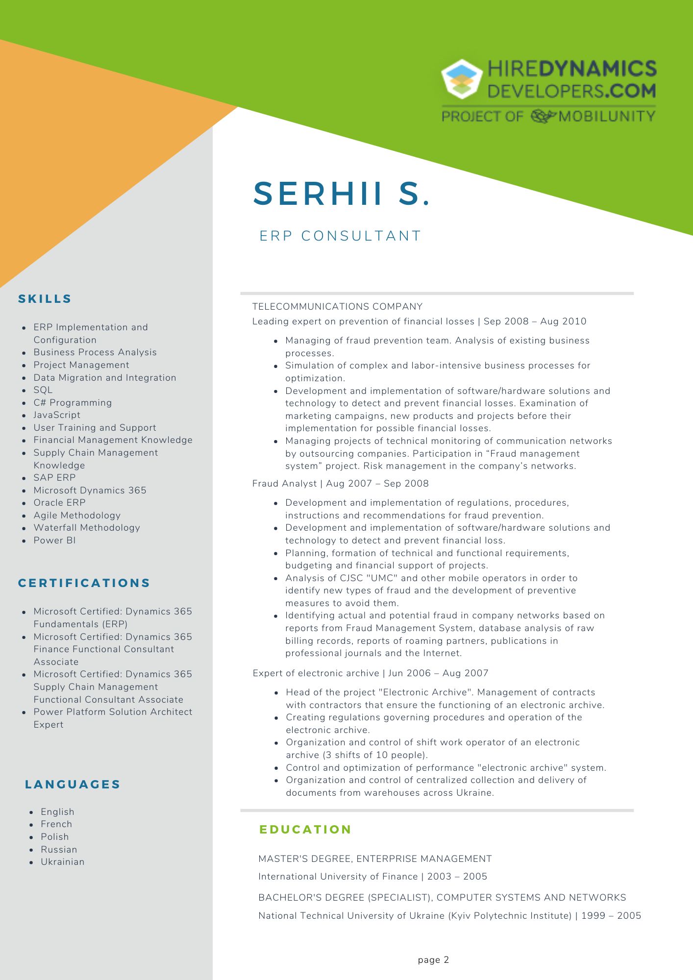 Dynamics ERP Consultant