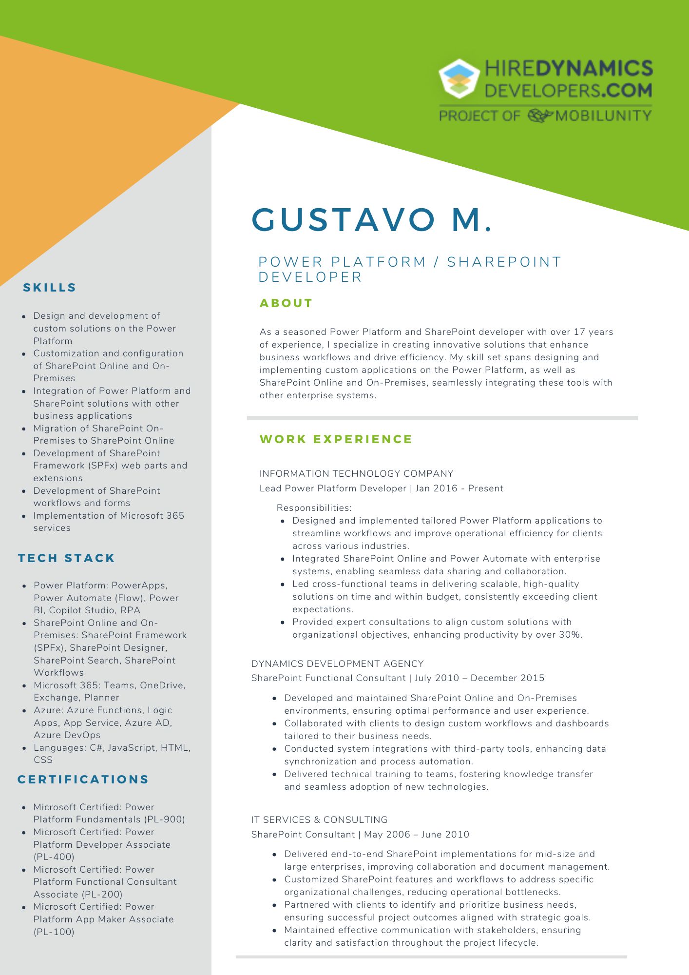 Gustavo M Power Platform SharePoint developer
