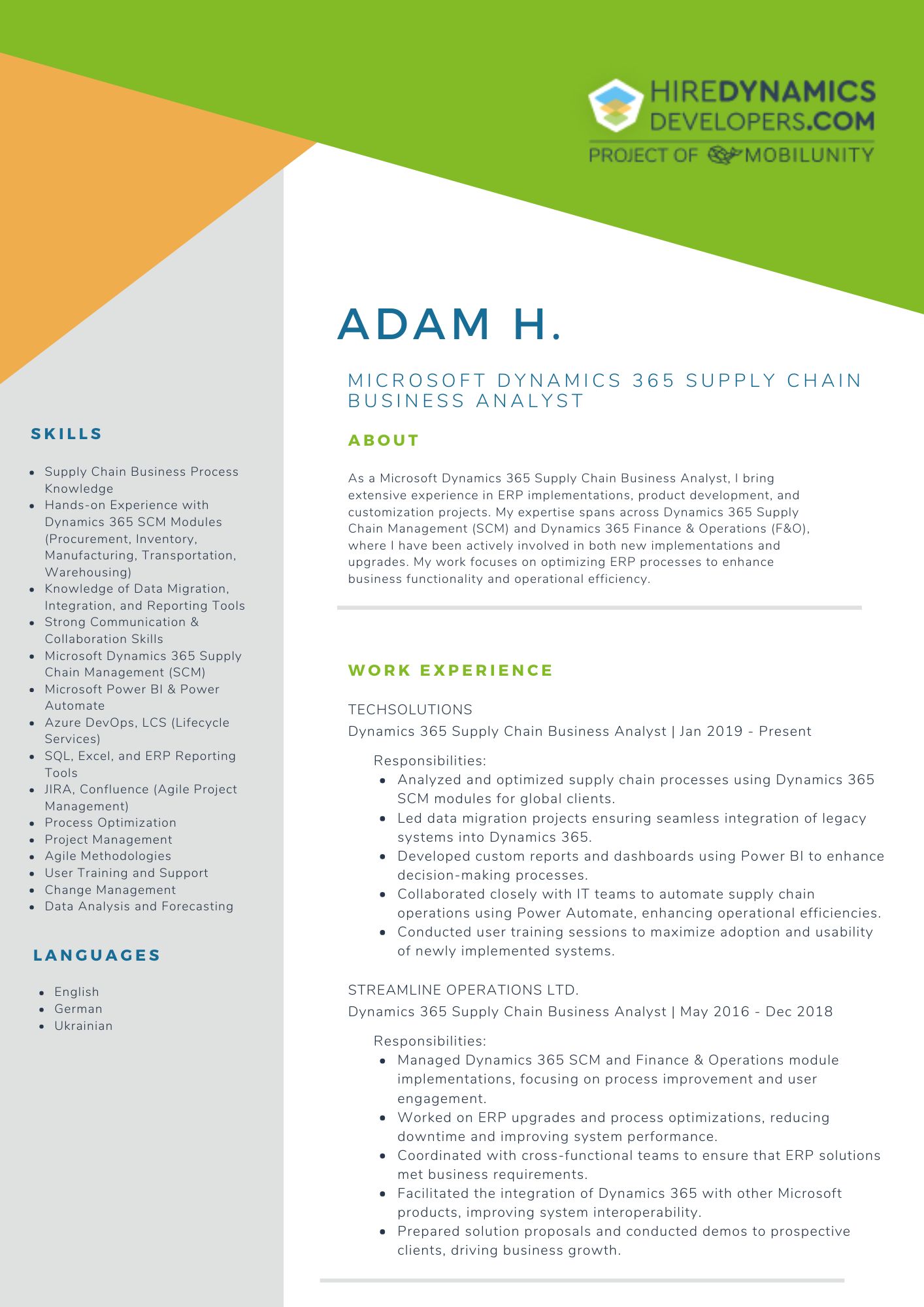 Microsoft Dynamics 365 Supply Chain Business Analyst