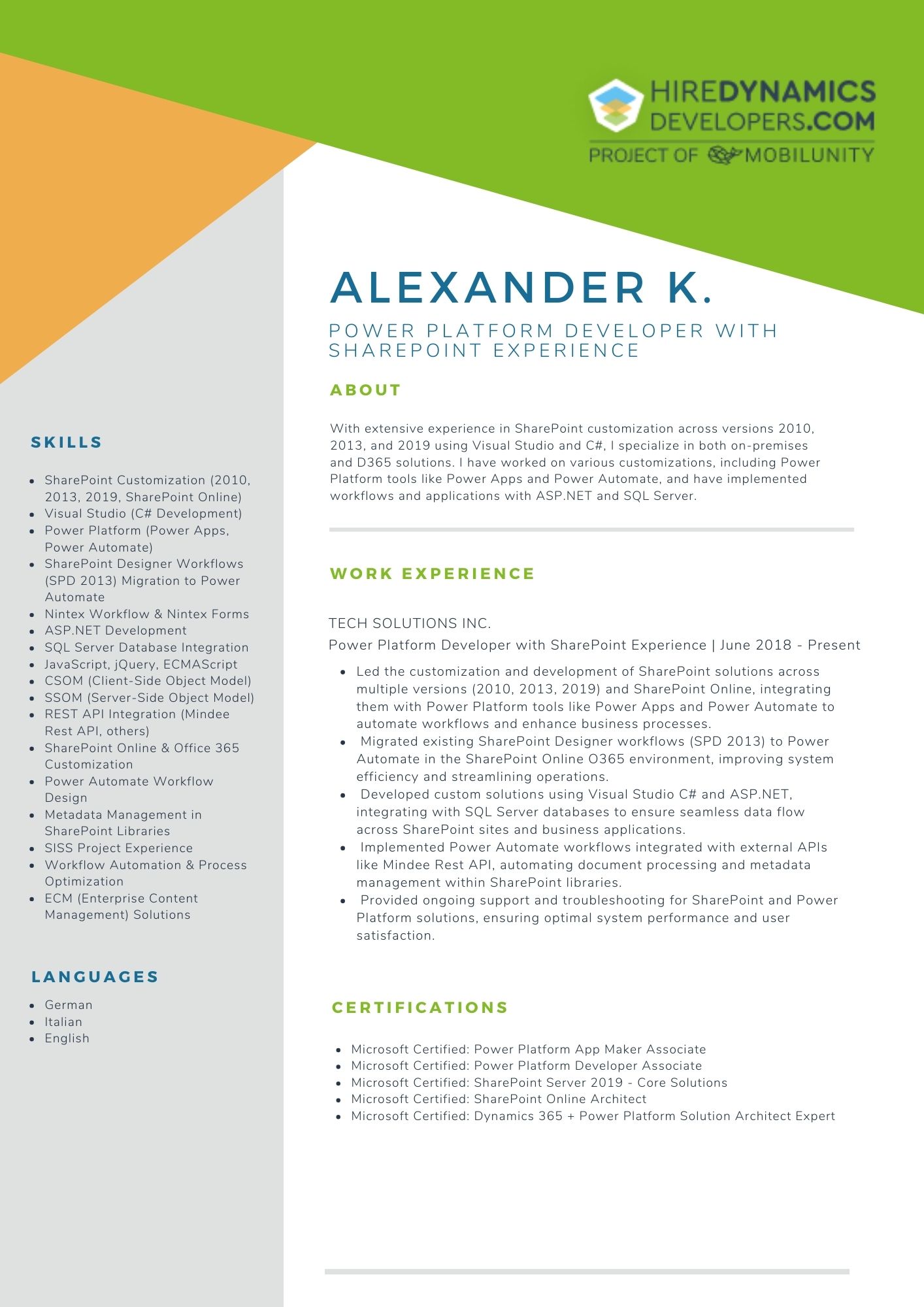 Alexander K. – Power Platform Developer with SharePoint Experience