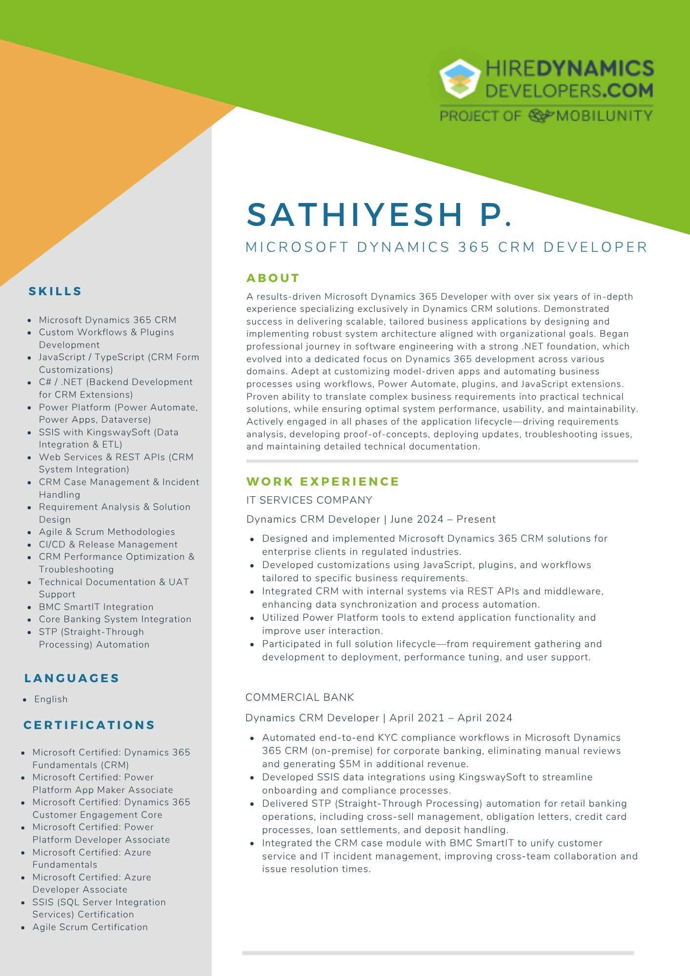 Sathiyesh P – Microsoft Dynamics 365 CRM Developer